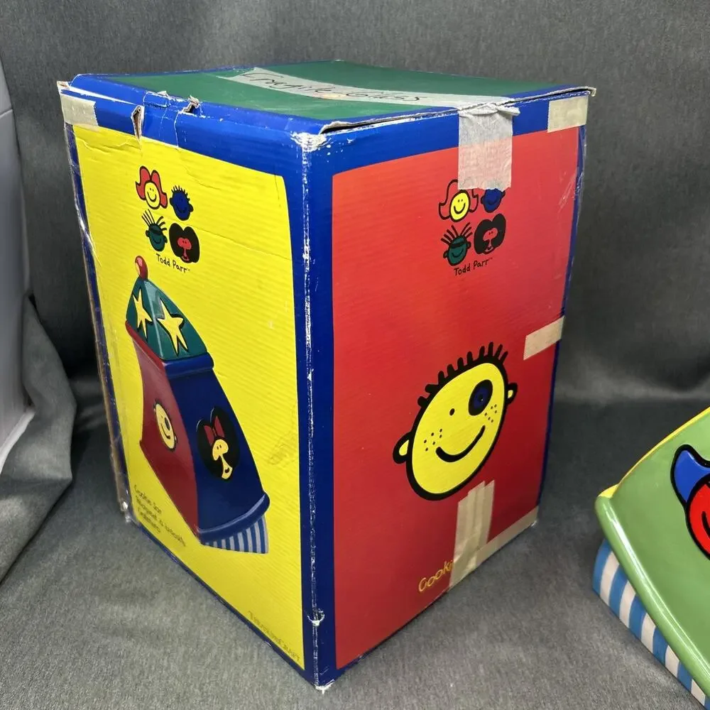 Rare VTG 2000 TreasureCraft Todd Parr Childrens Book Cookie Jar Y2K Kitsch Decor